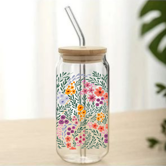 Herly Bamboo Glass Cup - Wildflower Waltz