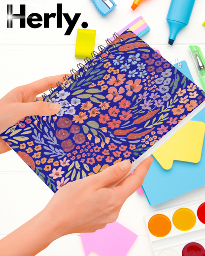 Soft Cover Spiral Notebook - Midnight Meadow